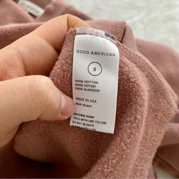 NWT Good American 100% Cotton Casual Comfy Athleisure Minimal LS Crop Sweatshirt - Picture 4 of 6